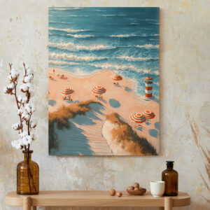Beach Lighthouse Coastal Canvas Art - Nautical Maritime Wall Decor