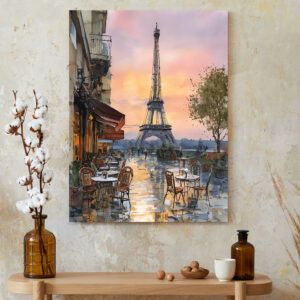 Café au Bord de Seine Paris Canvas - French Riverside Cafe Decor
