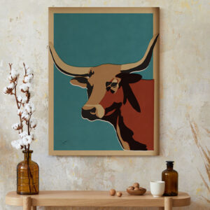 Cattle Matchbox Vintage Art Canvas - Retro Illustration Wall Decor