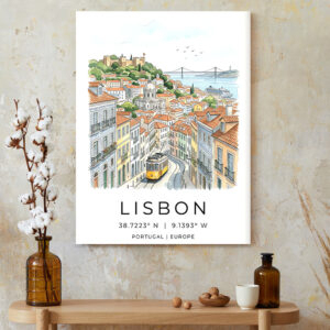 Charming Lisbon Portugal Canvas Print - Vintage Tram Cityscape Art