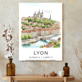 Charming Lyon France Cityscape Canvas – Historic French Wall Art