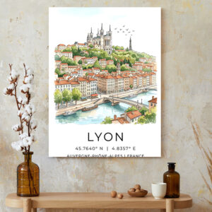 Charming Lyon France Cityscape Canvas - Historic French Wall Art