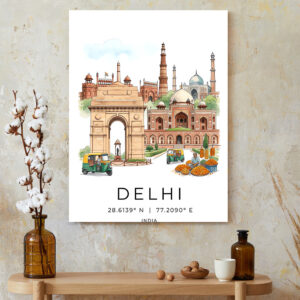 Delhi Cityscape Canvas Print - Incredible India Urban Wall Art