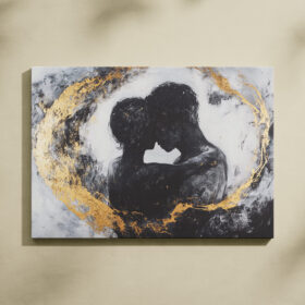 Enigmatic Love Entwined Abstract Canvas – Modern Romantic Artwork