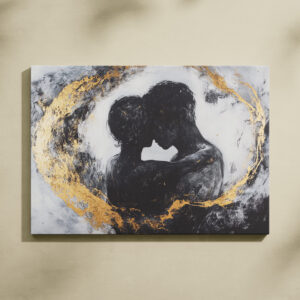 Enigmatic Love Entwined Abstract Canvas - Modern Romantic Artwork