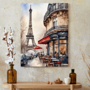 Le Café de la Tour Eiffel Canvas Print - Classic Paris Landmark Art