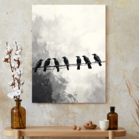 Raven Perch Serenity Canvas Art – Dark Nature Aesthetics Decor