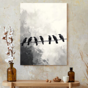 Raven Perch Serenity Canvas Art - Dark Nature Aesthetics Decor