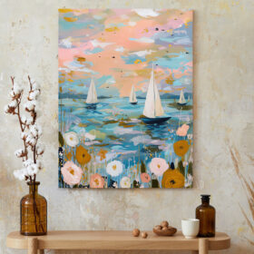 Sailboat Dreams Nautical Canvas Art – Coastal Sailing Scene