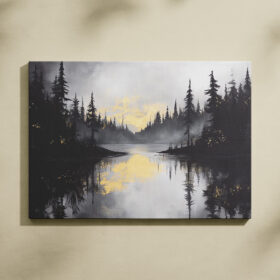 Silent Reflections Nature Canvas Art – Serene Lake Landscape Wall Decor