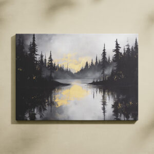 Silent Reflections Nature Canvas Art - Serene Lake Landscape Wall Decor