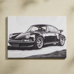 Porsche 911 Black and White Canvas Print – Modern Classic Car Wall Art