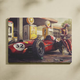 Vintage Ferrari Racing Canvas Art – Luxury Supercar Wall Decor