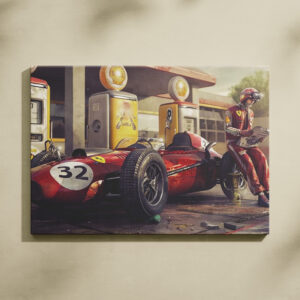 Vintage Ferrari Racing Canvas Art - Luxury Supercar Wall Decor