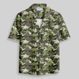 Camouflage Dinosaur Pocket Hawaiian Shirt