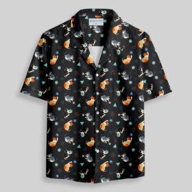Feline Fun with DnD Dice Black Pocket Hawaiian Shirt