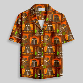 Hawaiian Traditional Tiki Brown Pocket Hawaiian Shirt