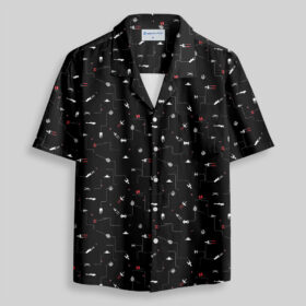 Spaceship Icon Black Pocket Hawaiian Shirt