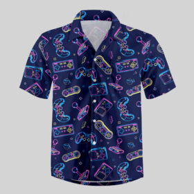Cyberpunk Neon Game Console Pocket Hawaiian Shirt