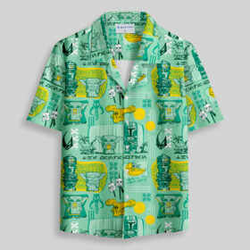 Hawaiian Traditional Tiki Green Pocket Hawaiian Shirt