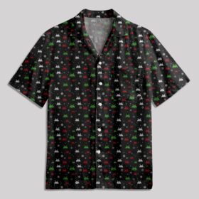 Christmas Retro Game Elements Pocket Hawaiian Shirt