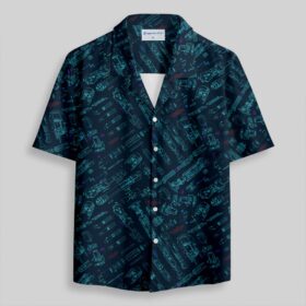 Space War Weapons Navy Pocket Hawaiian Shirt