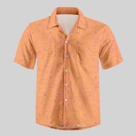 Computer Circuit Board Orange Pocket Hawaiian Shirt