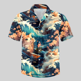 Splash and Cat Pocket Hawaiian Shirt