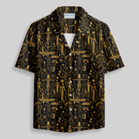 Egyptian Mural Alien Pocket Hawaiian Shirt