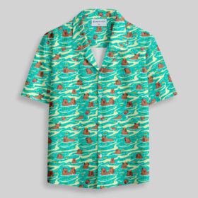 Capybara Swimming Pocket Hawaiian Shirt