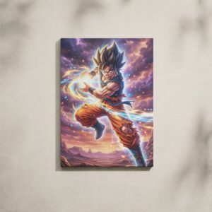 Alternative view of Dragon Ball Canvas Art - Goku Kamehameha Desert Sunset