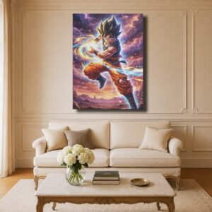 Dragon Ball Canvas Art - Goku Kamehameha Desert Sunset