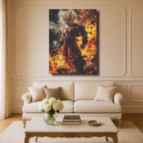 Dragon Ball Canvas Art – Super Saiyan Goku Fire Explosion
