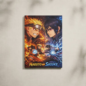 Alternative view of Naruto Canvas Art - Naruto vs Sasuke Fire & Lightning Poster