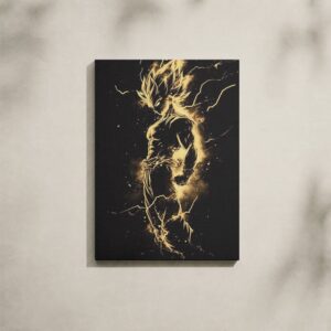 Alternative view of Dragon Ball Canvas Art - Super Saiyan Golden Lightning Silhouette