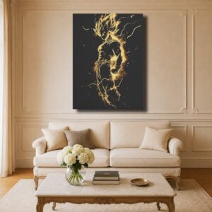 Dragon Ball Canvas Art - Super Saiyan Golden Lightning Silhouette