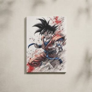 Alternative view of Dragon Ball Canvas Art - Goku Red Ink Splash