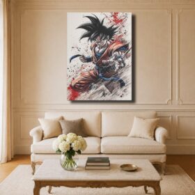 Dragon Ball Canvas Art – Goku Red Ink Splash