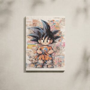 Alternative view of Dragon Ball Canvas Art - Kid Goku Vintage Collage