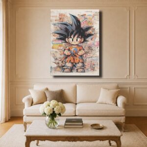 Dragon Ball Canvas Art - Kid Goku Vintage Collage