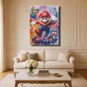 Mario Canvas Art – Mario & Luigi Splatter Watercolor
