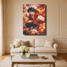 Luffy Canvas Art – Red Fire Fist Explosion
