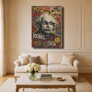 Pop Art Canvas Art - Einstein Thug Life Graffiti Street Art