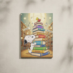 Alternative view of Cartoon Canvas Art - Snoopy & Woodstock Reading in the Library