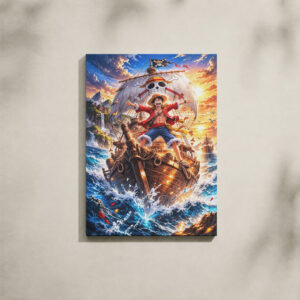Alternative view of One Piece Canvas Art - Luffy on Going Merry at Sunset