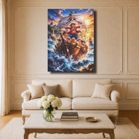 One Piece Canvas Art – Luffy on Going Merry at Sunset