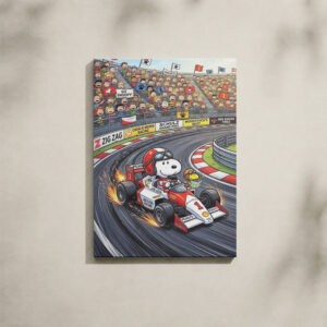 Alternative view of Cartoon Canvas Art - Snoopy F1 Racing Circuit Drift