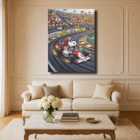Cartoon Canvas Art – Snoopy F1 Racing Circuit Drift
