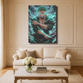 Zoro Canvas Art – Green Lightning & Katana