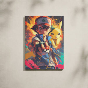Alternative view of Pokémon Canvas Art - Ash, Pikachu & Pokéball Fire Art